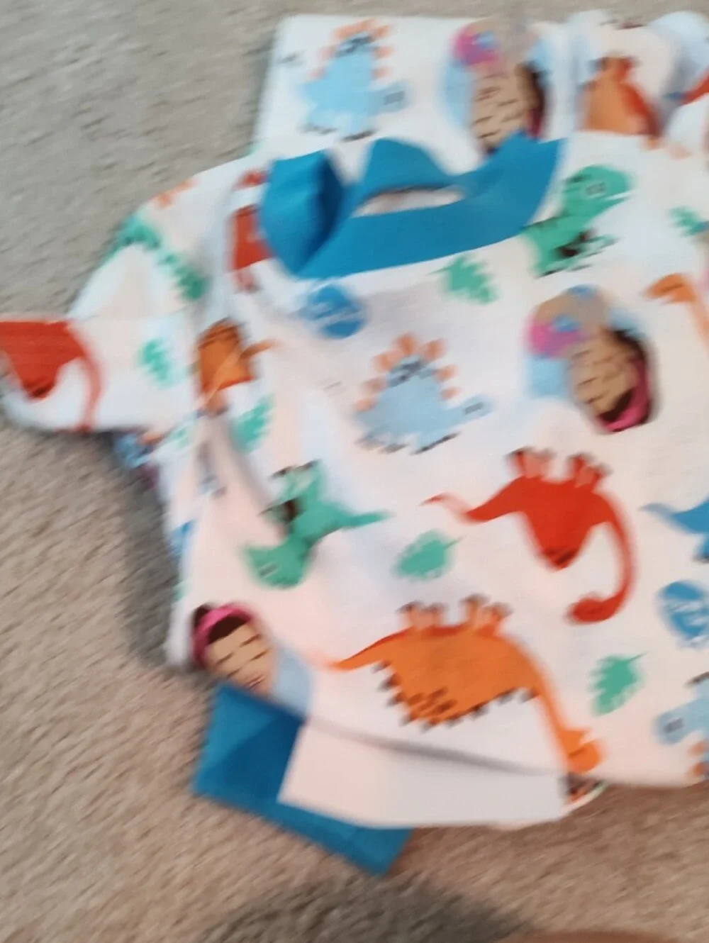 Rachel Kids White Pajama Set with Blue, Green, Orange Dinosaur Print